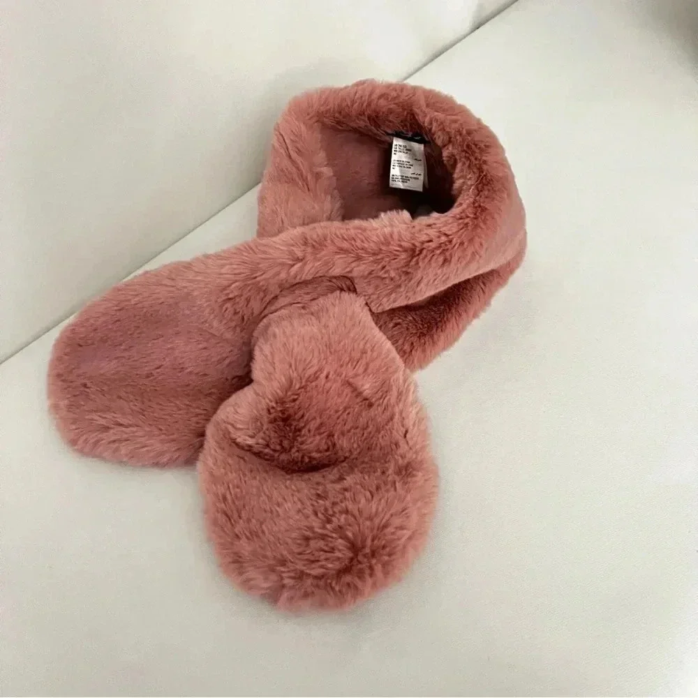 I.N.C. Pull-Through Faux -Fur Scarf Blush Pink Soft Cozy